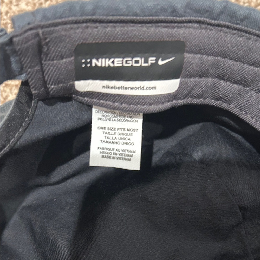 Nike Golf Black Grey Dri-FIT Adjustable Hat Swoosh Logo One Size - Picture 3 of 5